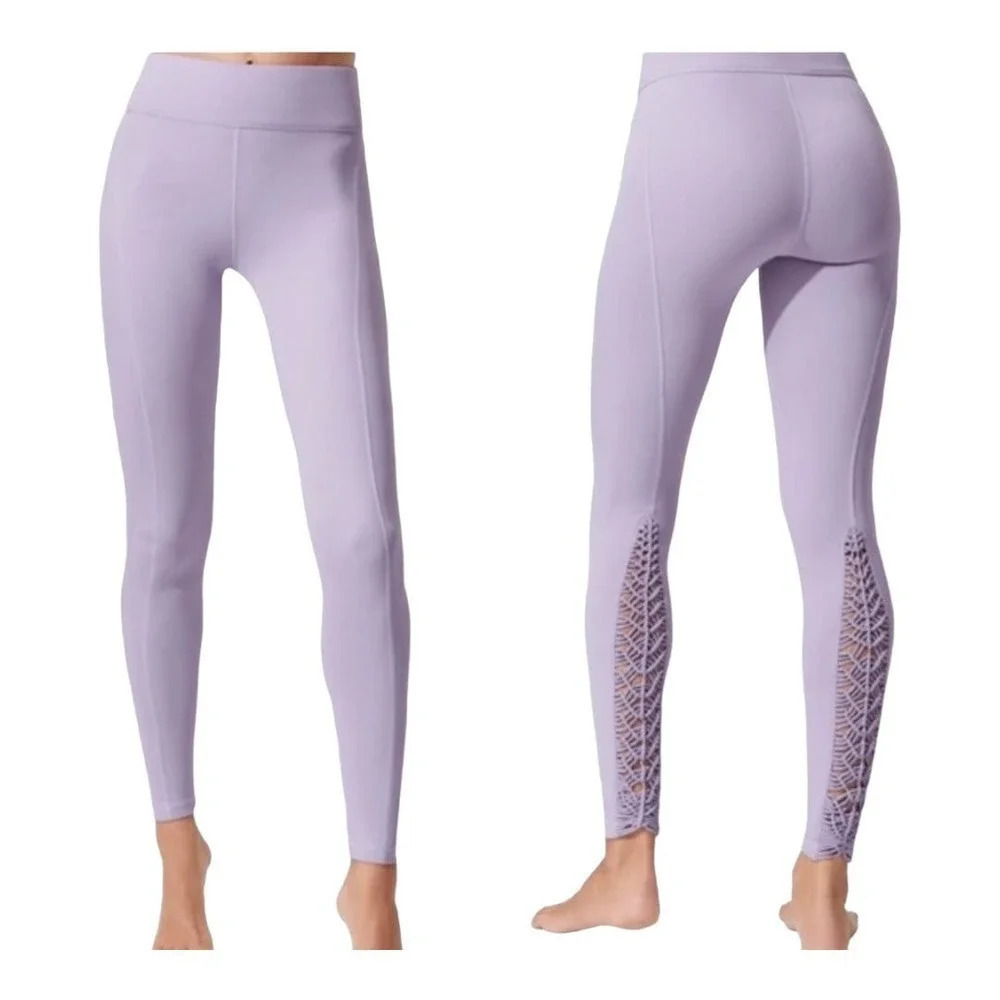 Carbon38 Sayang Collection Padang Lilac Macrame Full Length Long Yoga Legging